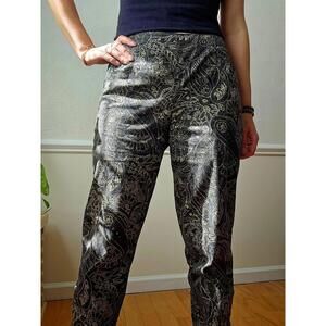 Vintage Paisley High Rise Cotton Pants 80s Cottagecore Fall Trousers White Stag